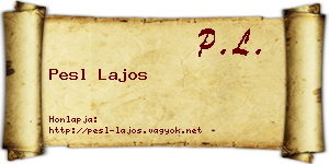 Pesl Lajos névjegykártya